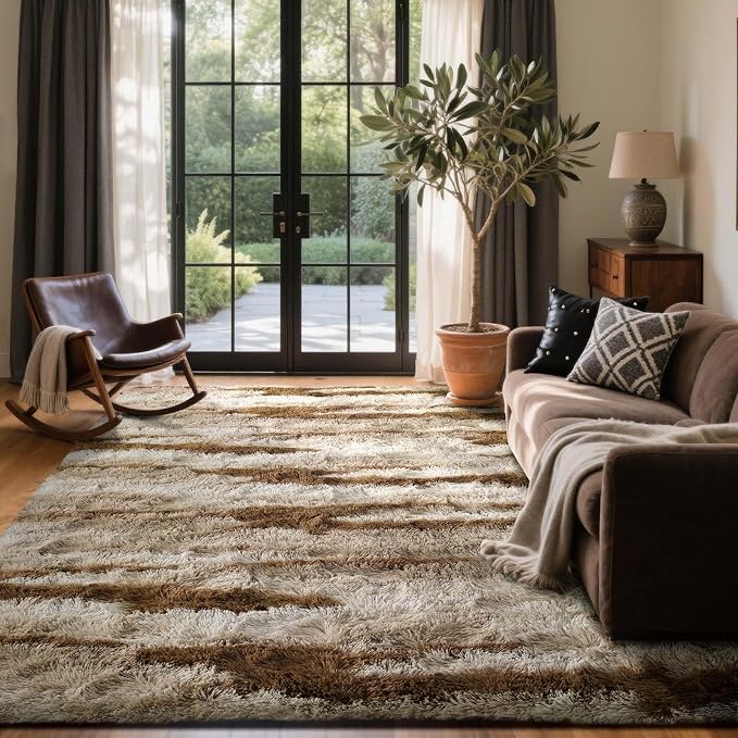 4x6 Ft Shag Area Rug for Bedroom Living Room, Tie-Dyed Ultra Soft Fluffy Furry by Cuzwlovita
