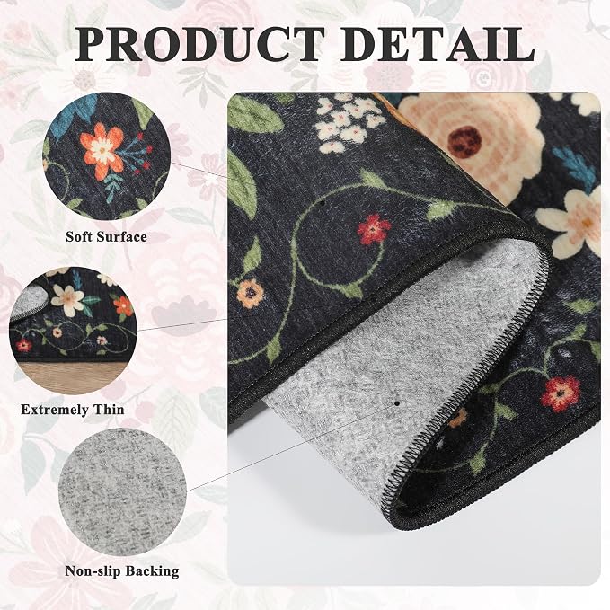 DUKINO 8x10 Area Rugs, Floral Washable Living Room Rug Non Slip, Stain Resistant - Image 5