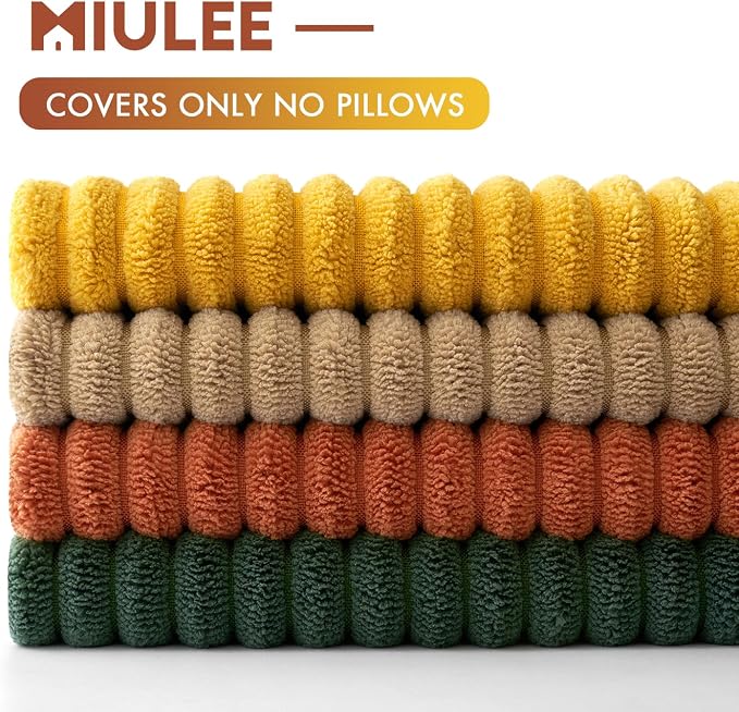 MIULEE Pack of 4 Green-Rust Corduroy Decorative Throw Pillow Covers 18x18 Inch - Image 6