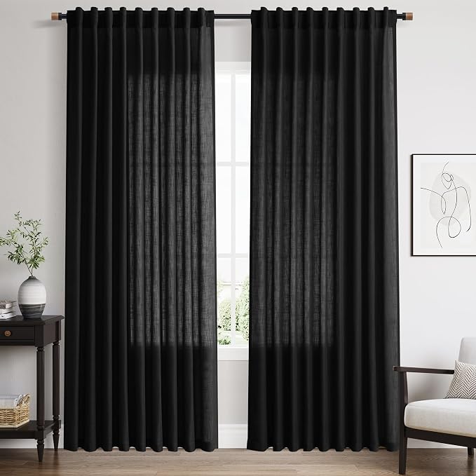 Nanspring Linen Curtains 84 inches Long by Nanspring