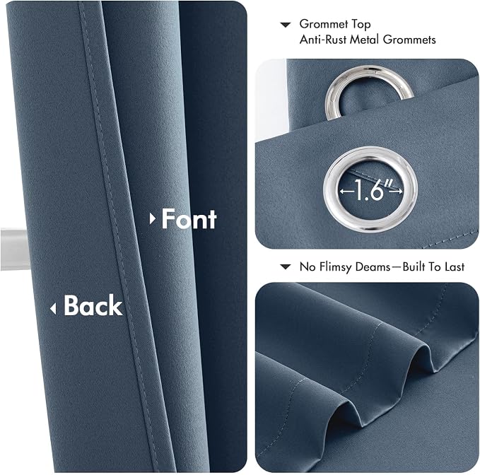 MIULEE Blackout Curtains for Bedroom 2 Panels 40 x 36 Inch Long Stone Blue | - Image 5