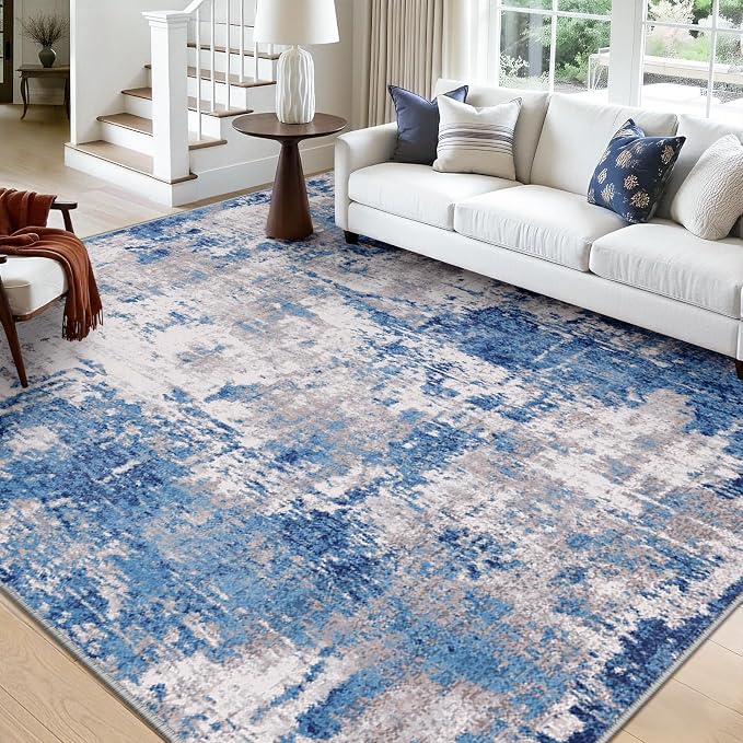 Washable Area Rugs Square 10ft Non-Slip Modern Abstract Soft by RELEANY