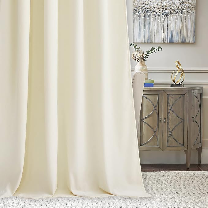 RYB HOME Ivory White Velvet Curtains 102 inches - Image 4