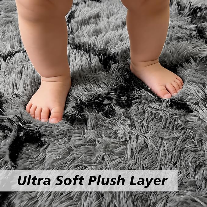 Shag Area Rug for Bedroom 4x6, Fluffy Area Rugs for Living Room, Geometric Soft - Image 4