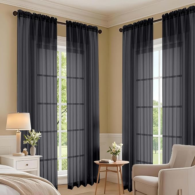 OVZME Black Bedroom Curtains 2 Panel Sets 90 Inch Length, 59 Inch Extra Wide - Image 7