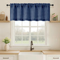 OVZME Navy Blue Valance for Windows, Light Filtering Faux Linen Textured Small by OVZME