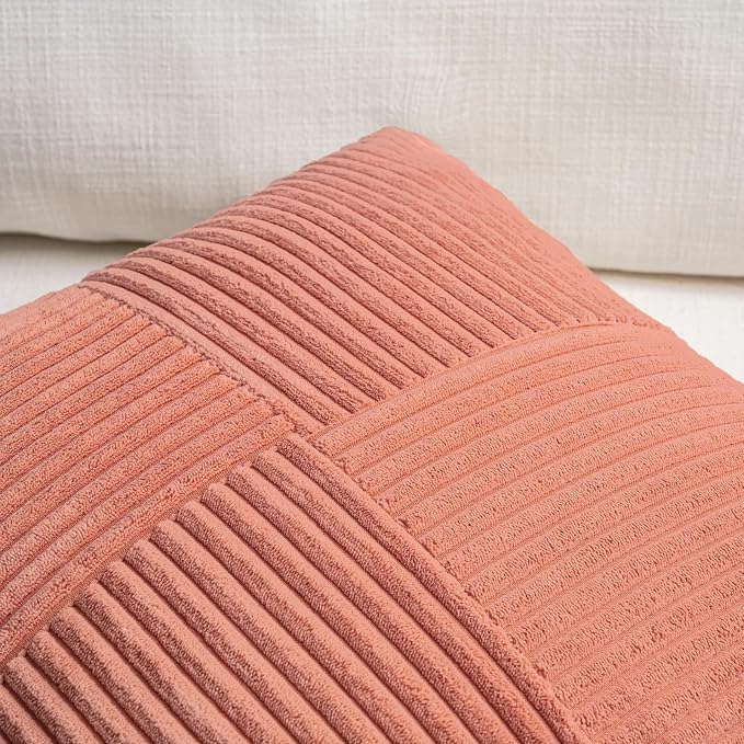 Fancy Homi 2 Packs Coral Decorative Throw Pillow Covers 16x16 Inch - Image 3