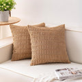 Pack of 2 Corduroy Decorative Throw Pillow Covers 26x26 InchSoft Striped Pillow by Unknown