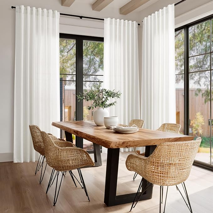 Nanspring Beige White Linen Curtains 96 Inches Long - Image 7