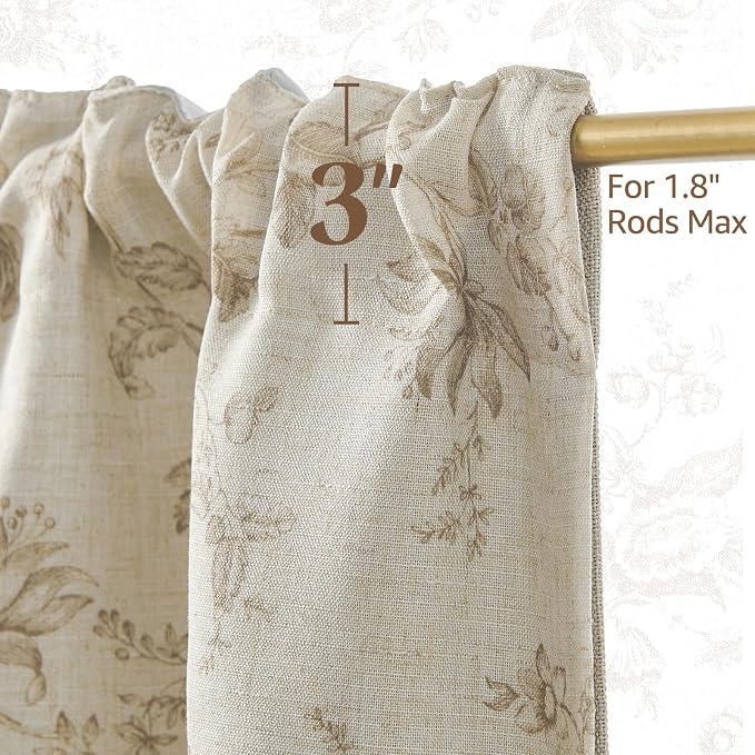jinchan Amlie Floral Linen Valance Curtain Farmhouse Kitchen Valance - Image 8