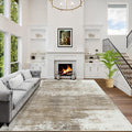 6x9 Area Rugs for Living Room: Washable Abstract Brown White Badroom Carpet | by GENTDRIZZ