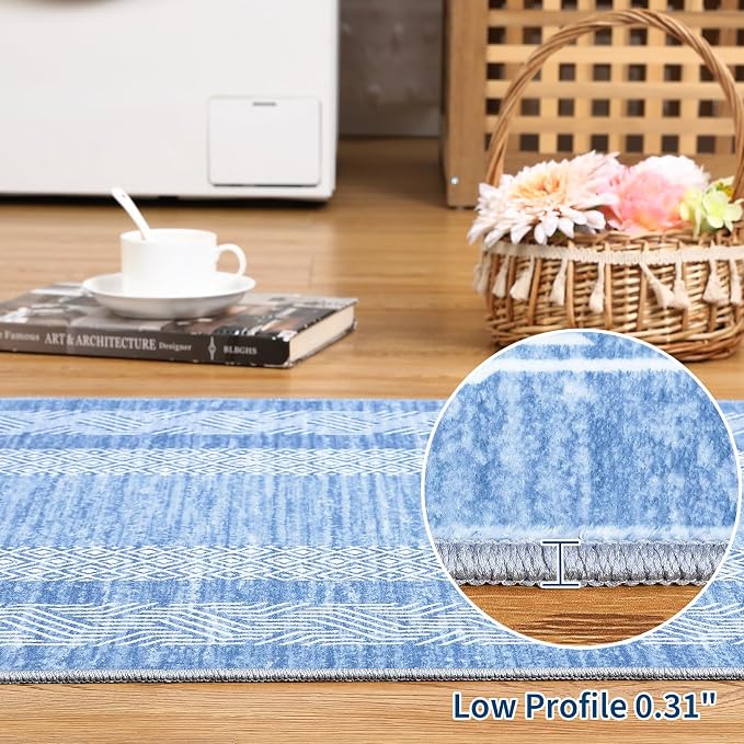 GarveeHome 2x6 Modern Bordered Runner Rug Soft Non Slip Washable Floor Carpet - Image 5