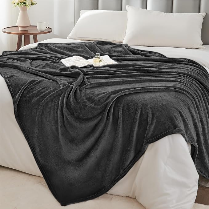 BEDELITE Fleece Blanket Soft Plush Full Bed Blanket Charcoal Grey 84"x90" | - Image 5