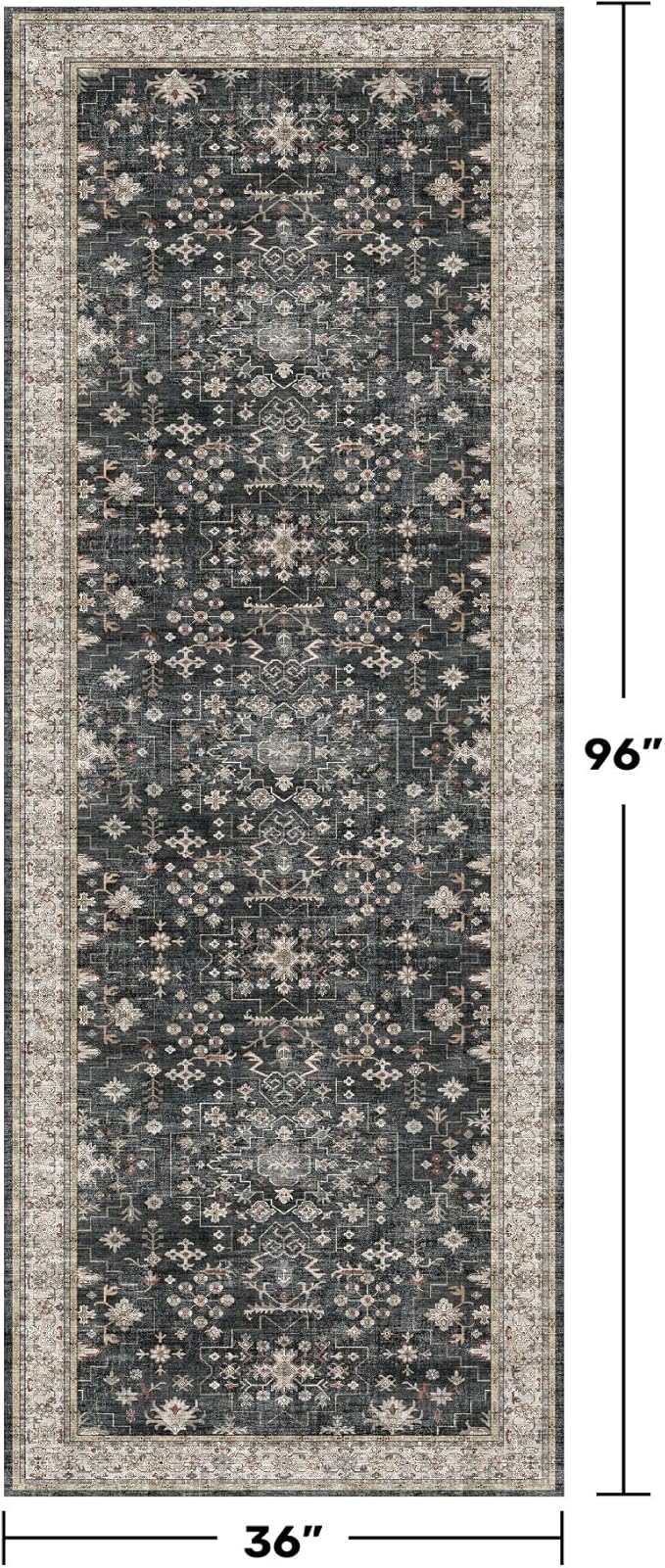 Black Washable 8ft Long Runners - Image 2