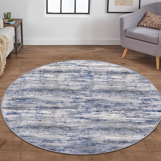 KOZYFLY Modern Abstract Round Washable Rug 5Ft, Non-Slip Soft Kitchen Bathroom - Image 7