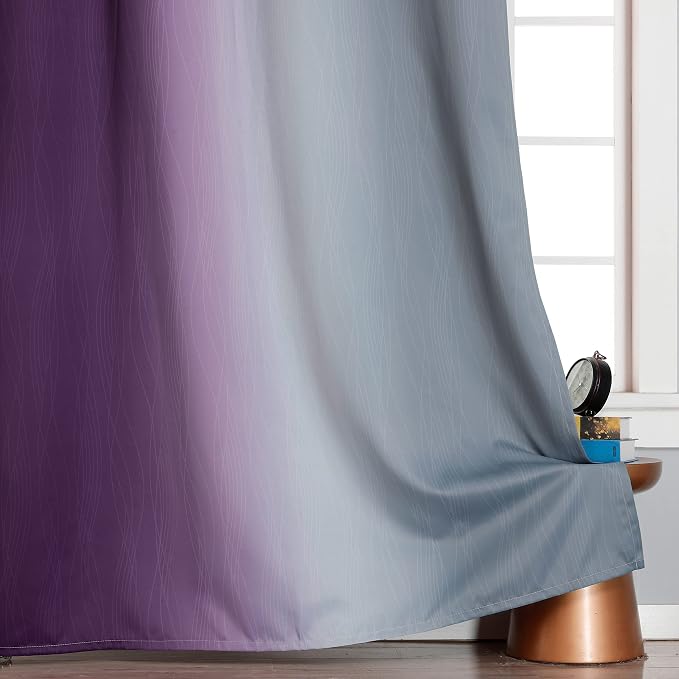 Estelar Textiler Ombre Grey and Purple Blackout Curtains 72 Inch Length 2 Panels - Image 6