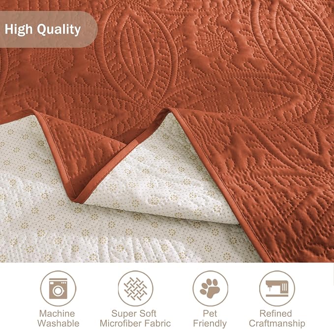 Orange Quilted TV Recliner Covers, Waterproof Medium Recliner Chair Covers - Image 5