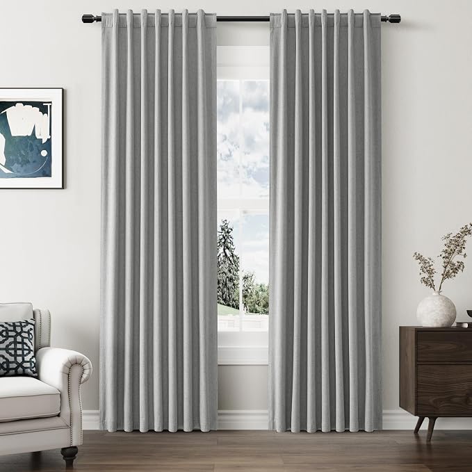Guken 100% Blackout Linen Curtains 80 Inch Length 2 Panels Set by Guken