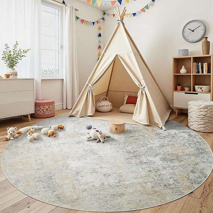 Round Rug 8ft Circle Rug Washable: Carpet Circular Area Rug - Image 4