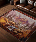 YIHOUSE Rustic Cabin Area Rug for Bedroom 5x7, Machine Washable Woodland Bear by YIHOUSE