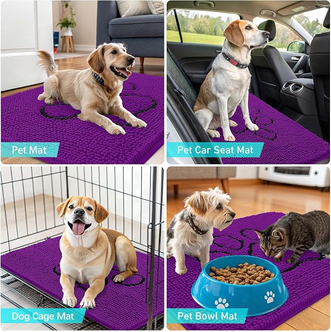 OLANLY Dog Door Mat for Muddy Paws 48x30, Paw Print Design, Absorbs Moisture - Image 7