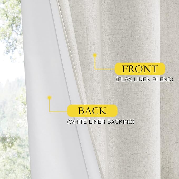 NICETOWN 100% Blackout Linen Texture Curtains 70 inches Long, Thermal Insulated - Image 5
