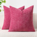 MIULEE Pack of 2 Couch Throw Pillow Covers 18x18 Inch Soft Hot Pink Chenille by MIULEE