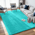 6x9 Area Rugs for Living Room Rug: Soft Fluffy Shag Teal Blue Rugs for Bedroom by CarpetAddColortoYourLife