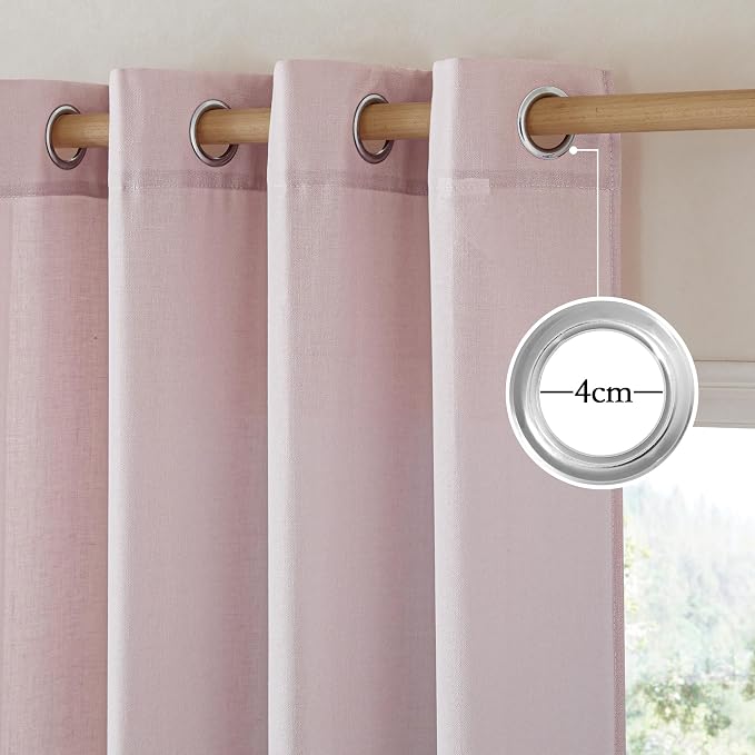 NICETOWN Blush Pink Short Linen Curtains - Image 2