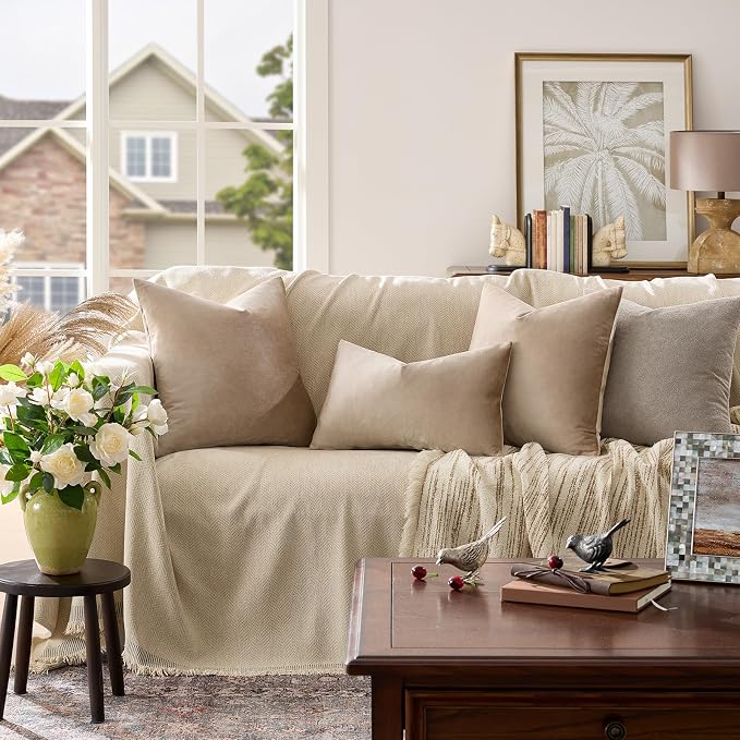GIGIZAZA Decorative Throw Pillow Covers 20x20, Velvet Sofa Boho Cushion Pillows - Image 2