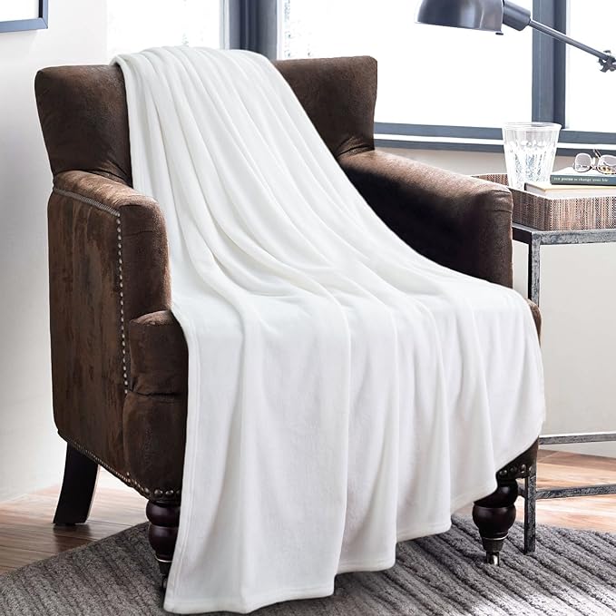 Bedsure GentleSoft White Fleece Throw Blanket - Image 2