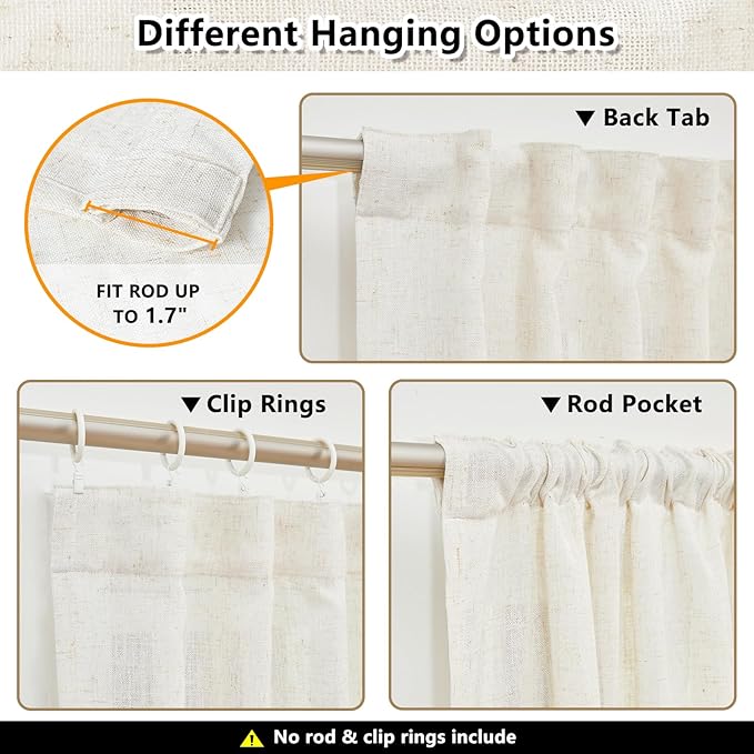 MYSKY HOME 90 Inches Long Linen Curtains - Image 3