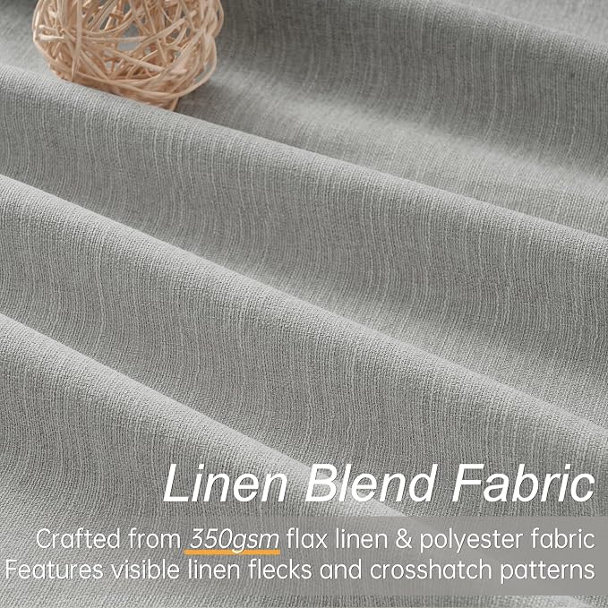 Frost Grey Blackout Linen Curtains 96 Inches Long 2 Panels - Image 2