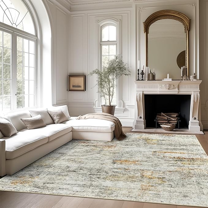 Washable Area Rug 8x10, Large Soft Abstract Rugs - Image 7