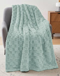 Utopia Bedding Sage Green Checkered Fleece Throw Blanket by UTOPIABEDDING
