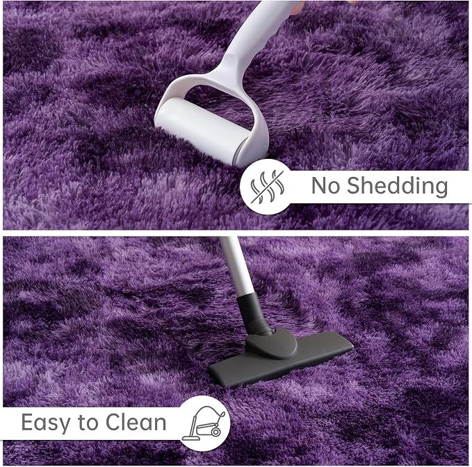 Goideal Fluffy Rug for Bedroom Living Room, 7x10 Purple Area Rugs, Faux Fur - Image 7