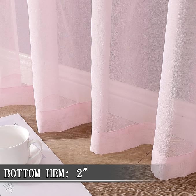 Tollpiz Short Sheer Tier Curtains Linen Textured Half Kitchen Curtain Sheers - Image 4