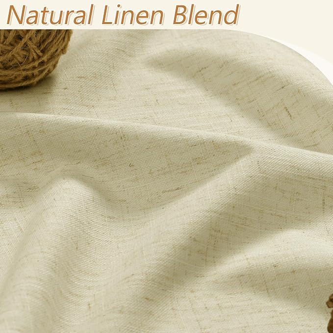 100% Blackout Linen Curtains for Bedroom 96 inches Long, Thermal Insulated Room - Image 3