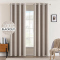 MIULEE Linen Texture Curtains for Bedroom Solid 100% Blackout Thermal Insulated by MIULEE