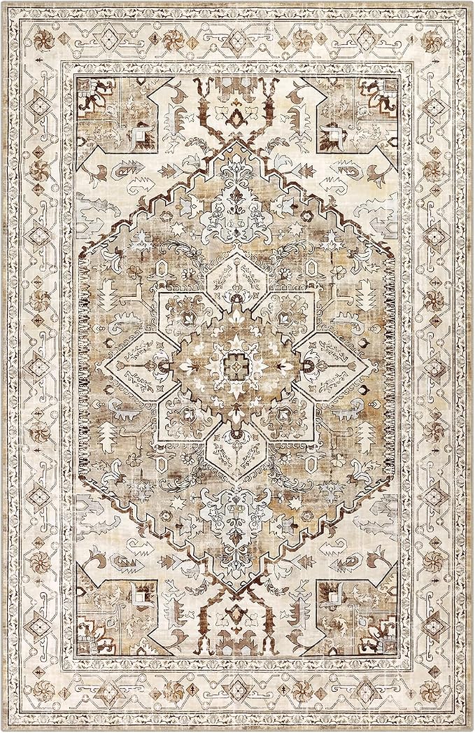 Yamaziot Area Rug 9x12, Non-Slip Washable Boho Vintage Living Room Bedroom Rug - Image 2