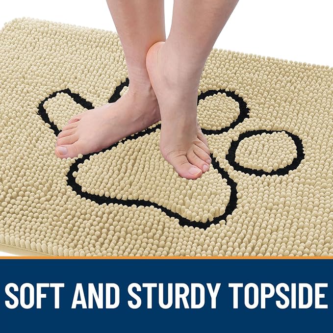 OLANLY Dog Door Mat for Muddy Paws 30x20, Paw Print Design, Absorbs Moisture - Image 4
