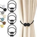 Hion Magnetic Curtain Tiebacks Black 6 Pack, Curtain Tiebacks Buckles Holdbacks by Hion