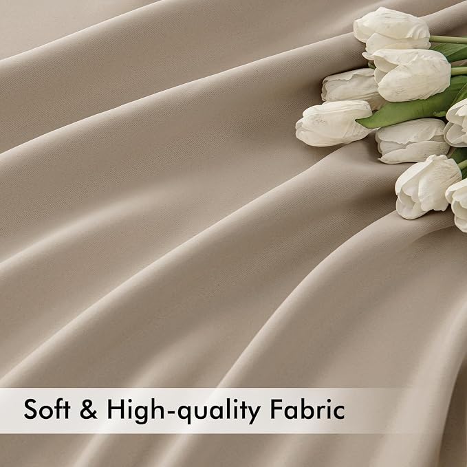 MIULEE Taupe Back Tab Blackout Curtains 72 Inches Long 2 Panels Set - Image 6