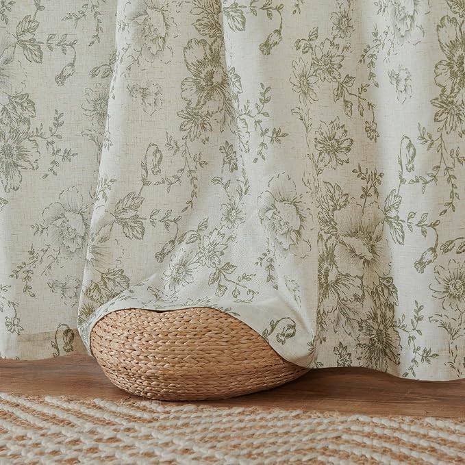 jinchan Linen Blend Floral Curtains - Image 8
