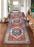 SERISSA Runner Rug for Hallways, Vintage Rust Ultra Soft Print Distressed by SERISSAHomeDecorCollection