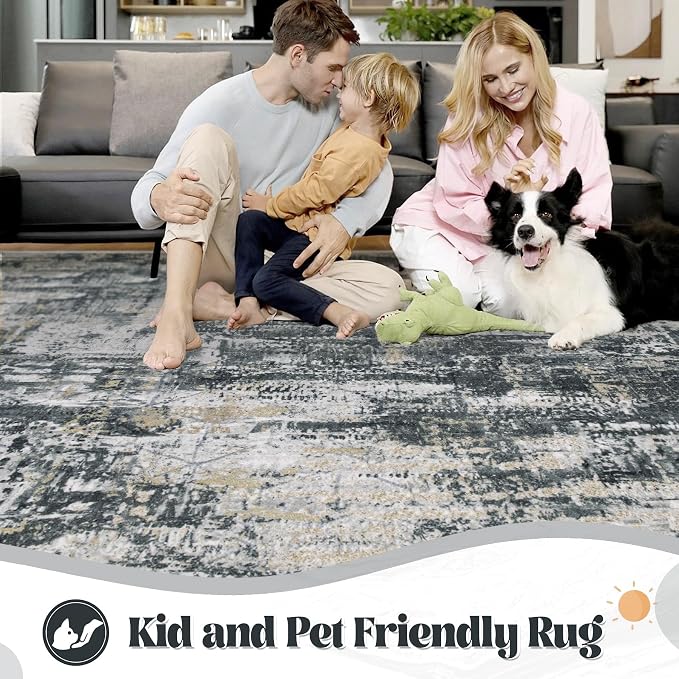 XLUEZ 8x10 Area Rugs for Living Room, Washable Modern Abstract Large Area Rug - Image 3