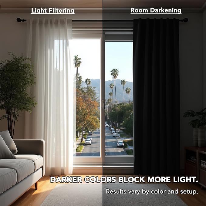 Deconovo Blackout Curtains, Thermal Insulated, W38 x L45 2 Panels, Back Tab - Image 3