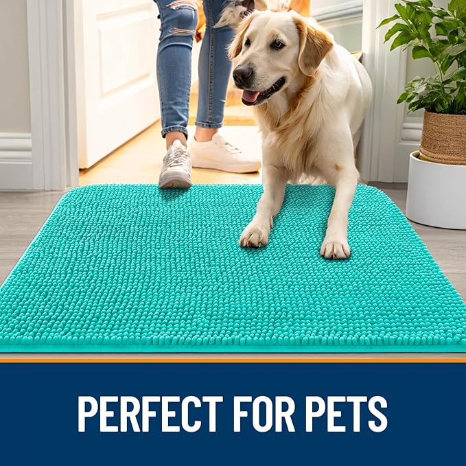 OLANLY Dog Door Mat for Muddy Paws 47x20, Super Absorbent Chenille Mud Mat | - Image 6