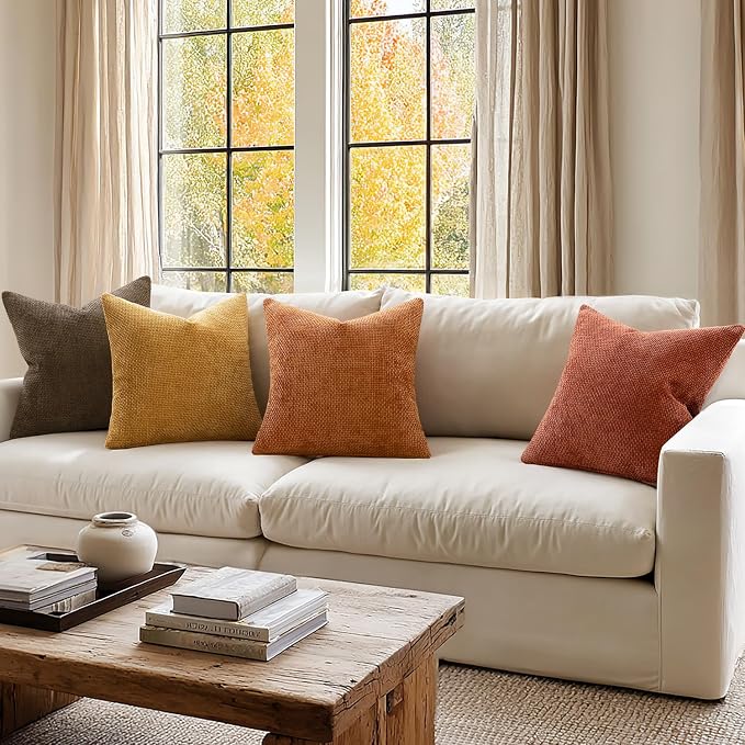 MIULEE Pack of 4 Orange/Yellow Couch Throw Pillow Covers 20x20 Inch Halloween - Image 3