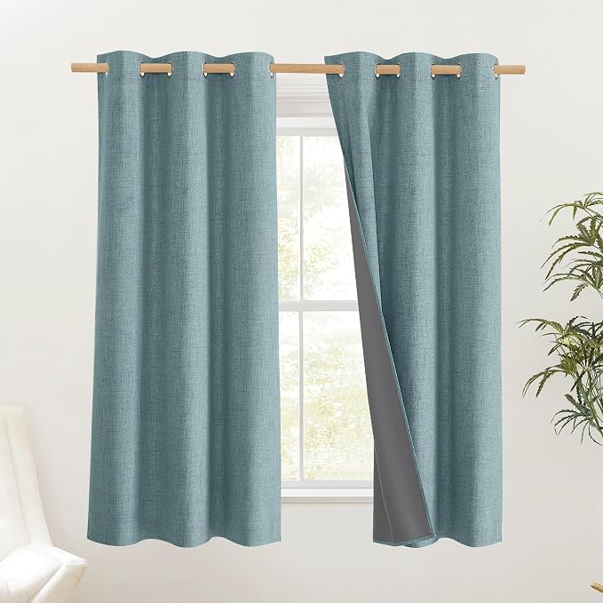 NICETOWN 100% Absolutely Blackout Linen Curtains - Image 2